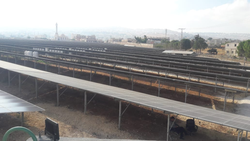 Philadelphia Solar mounting structures supporting the Abdali Medical Center solar project